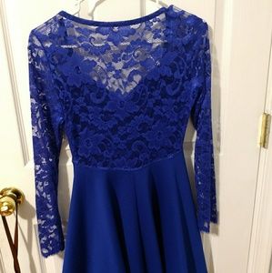Lace Beautiful Blue Skater Dress